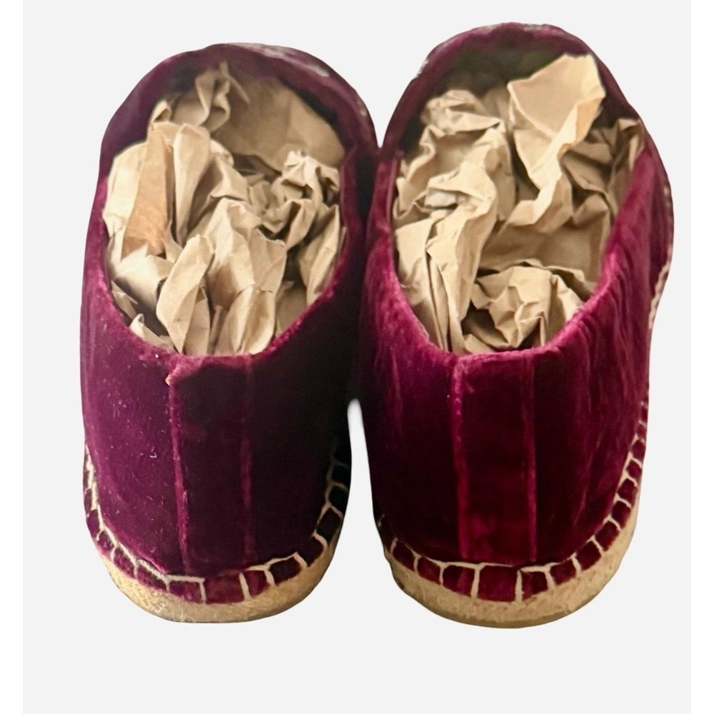 Tory Burch Poppy Metallic Logo Velvet Espadrilles Burgundy Wine 10.5M 5585 - Picture 7 of 16